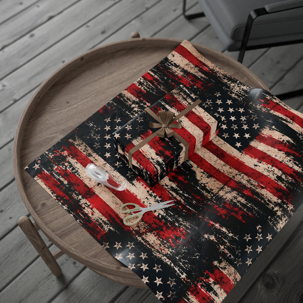 Distressed American Flag Wrapping Paper