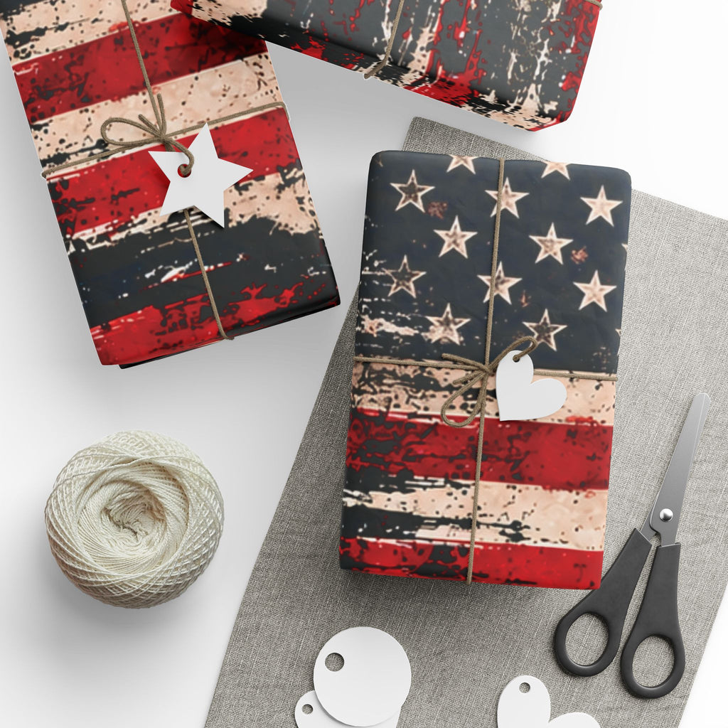 Distressed American Flag Wrapping Paper